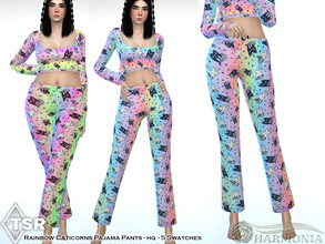 Sims 4 — Rainbow Caticorns Pajama Pants by Harmonia — New Mesh All Lods 5 Swatches Please do not use my textures. Please