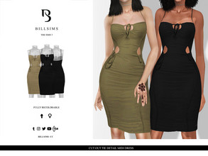 Sims 3 — Cut Out Tie Detail Midi Dress by Bill_Sims — This dress features a cut-out tie detail in a midi length! -
