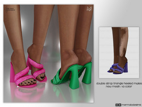 Sims 4 — Double Strap Triangle Heeled Mules S07 by mermaladesimtr — New Mesh 10 Swatches All Lods Teen to Elder For
