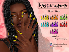 Sims 4 — Nour - Nails by WisteriaSims — **NEW MESH *Founds in Fingernail Category Includes: - 7 swatches - Base Game