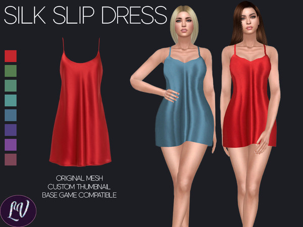 Sims 4 — ALBERTINA - SILK SLEEP DRESS by linavees — Original Mesh 8 colors Custom thumbnail Base game compatible Happy