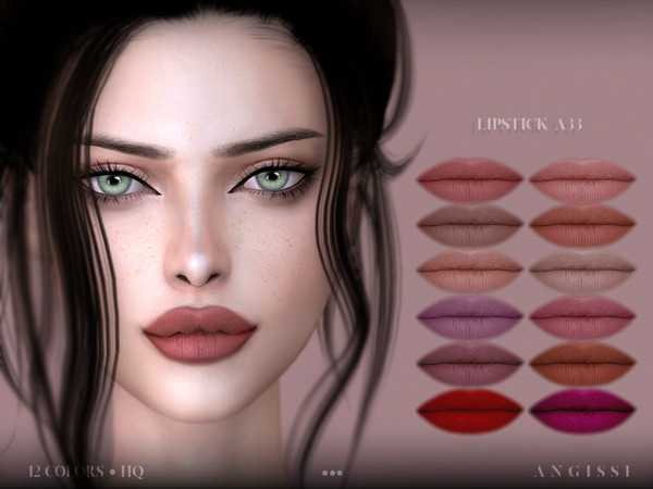 Sims 4 — Lipstick A33 by ANGISSI — For all questions go here ---- angissi.tumblr.com -12 colors -HQ compatible -female