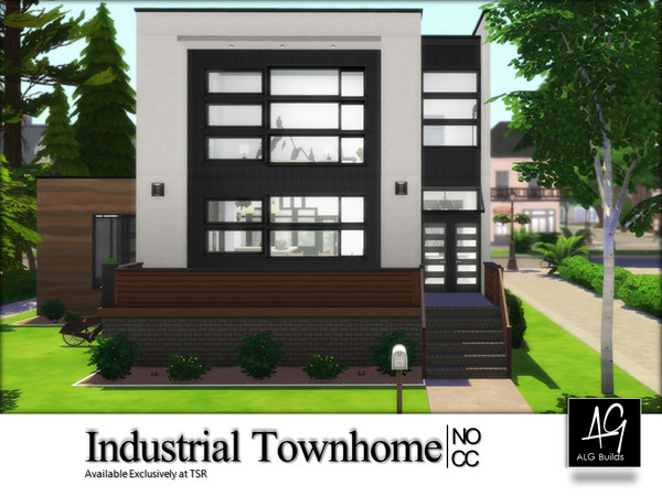 Sims 4 — Industrial Townhome by ALGbuilds — Industrial Townhome is a 2 bedroom 1 bath townhome with garage. Perfect open