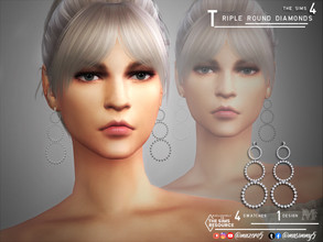 Sims 4 — Triple Round Diamond Earrings by Mazero5 — Three simple circle filled with diamonds 4 variation to choose from