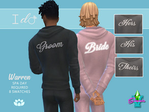 Sims 4 — I Do Warren Sweatsuit by SimmieV — Possibly the most comfortable outfit you could choose to get hitched in.
