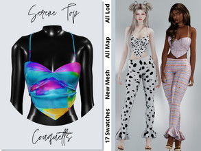 Sims 4 — Serene Top by couquett — Fancy top for your sims 17 swatches Custom thumbnail Base game compatible this have all