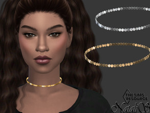Sims 4 — Metal sequin choker by Natalis — Metal sequin choker. 3 metal colors. Female teen-elder. HQ mod compatible.