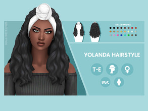 Sims 4 — Yolana Hairstyle by simcelebrity00 — Hello Simmers! This tied top knot, long curly, and hat compatible hairstyle