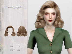 Sims 4 — WINGS-ER0305-Elegant Vintage curls by wingssims — Colors:15 All lods Compatible hats Support custom editing hair