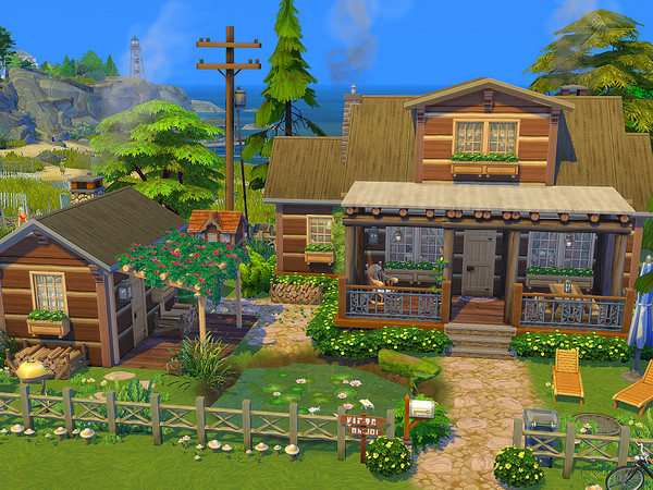 Sims 4 — Cozy Log House - no CC by Flubs79 — here is a cozy and rustic Log House for your Sims it has 2 bed and 1