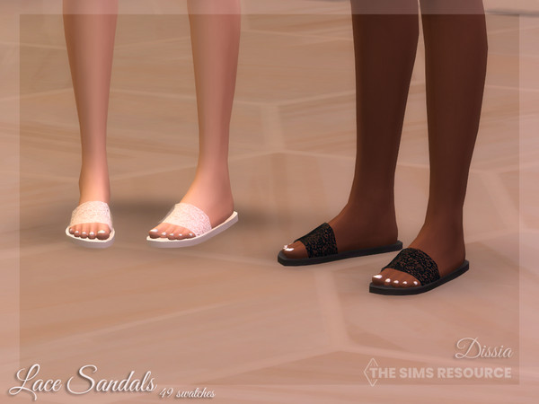 Sims 4 — Lace Sandals by Dissia — Flat sandals with lace :) Available in 49 swatches