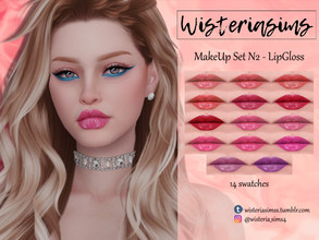 Sims 4 — MakeUp Set N2 - LipGloss by WisteriaSims — - 14 swatches - Base Game Compatible - Compatible with the color