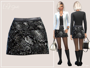 Sims 4 — L.J Skirt by Paogae — Simple and straight mini skirt with black and white pattern, suitable for every occasion