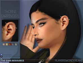 Sims 4 — Thorne Earrings L by PlayersWonderland — A new set of a rook piercing, industrial, moon shaped studs and a pearl