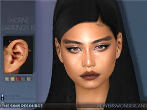 Sims 4 — Thorne Earrings B by PlayersWonderland — A new set of a rook piercing, industrial, moon shaped studs and a pearl