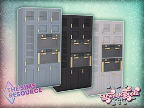Sims 4 — Mid Century Modern Collection - Cabinet by ArwenKaboom — Base game cabinet with deco ovens in three recolors.
