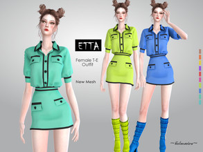 Sims 4 — ETTA - Button Up Mini Dress by Helsoseira — Style : Puff sleeve, button up minidress Name : ETTA Sub part Type :