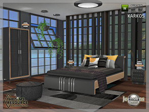 Sims 4 — Karkos bedroom by jomsims — Karkos bedroom collection Modern and elegant lines in, 4 shades. bed. ceiling light.