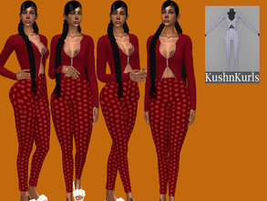 Sims 4 — Zipper Two Piece Set by Kushnkurlz — Cute Zipper Set 36 Swatches Base Game Compatible Young Adult - Adult NOT