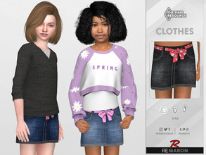 Sims 4 — Denim Skirt 01 for Girls by remaron — Denim Skirt for Child in The Sims 4 ReMaron_C_DenimSkirt01 -15 Swatches