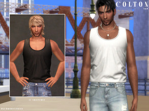 Sims 4 — COLTON | top by Plumbobs_n_Fries — Mens Tank Top New Mesh HQ Texture Male | Teen - Elders Hot Weather Enabled 17