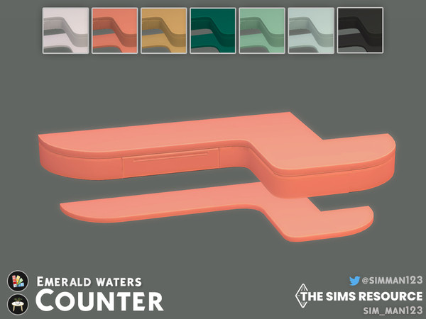 Sims 4 — Emerald Waters Bathroom Counter by sim_man123 — A mid-century inspired countertop featuring rounded edges and