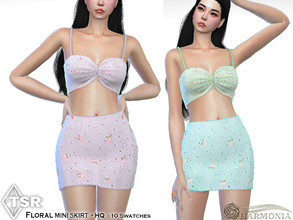 Sims 4 — Petite Floral Mini Skirt by Harmonia — New Mesh All Lods 10 Swatches HQ Please do not use my textures. Please do