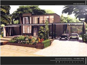 Sims 4 — Maggie Home Shell - CC only TSR by Moniamay72 — A lovely dark brown accent House in modern style. The Lot size