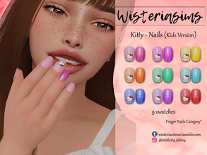Sims 4 — Kitty - Nails (Kids Version) by WisteriaSims — FOR KIDS** NEW MESH* Fingernails Category** - 9 swatches - Base