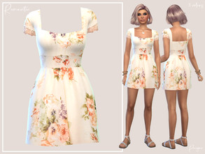 Sims 4 — Romantic by Paogae — Romantic short dress, delicate floral pattern, three colors, sleeves with lace edge,