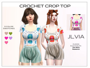 Sims 4 — Crochet Crop Top by JLVIA — Crochet Crop Top - Comes in 5 Unique Colors