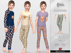 Sims 4 — PJ Fox Pants 01 for Child by remaron — Pajamas Pants for Child in The Sims 4 ReMaron_C_PajamasFoxPants01 -06