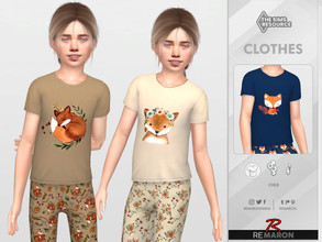 Sims 4 — PJ Fox Shirt 01 for Child by remaron — Pajamas Shirt for Child in The Sims 4 ReMaron_C_PajamasFoxShirt01 -06