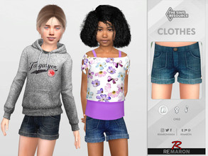 Sims 4 — Denim Shorts for 01 Girls by remaron — Denim Shorts for Child in The Sims 4 ReMaron_C_DenimShorts01 -10 Swatches