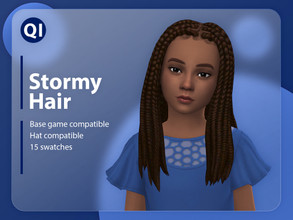 Sims 4 — Stormy Hair by qicc — A long braided hairstyle with a middle part. - Maxis Match - Base game compatible - Hat