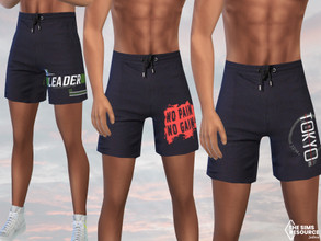Sims 4 — Men Printed Athletic Dark Shorts by saliwa — Men Printed Athletic Dark Shorts 6 swatches