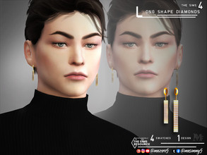 Sims 4 — Long Shape Diamonds Earrings by Mazero5 — Long flat shape filled with diamonds 4 Swatches Color varies from