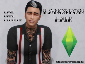 Sims 4 — Langston Hair (Mallen Streak/White Streak Hair Recolor) by StrawberryShamp0o — This is a base game hair recolor