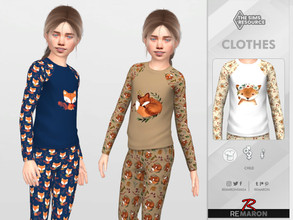 Sims 4 — PJ Fox Shirt 02 for Child by remaron — Pajamas Shirt for Child in The Sims 4 ReMaron_C_PajamasFoxShirt02 -06