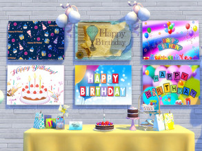 Sims 4 — Happy Birthday by spitzmagic — A set of 6 Happy Birthday prints for your Sim's Birthday at any age. :)