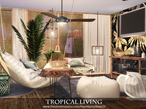 Sims 4 — Tropical Living by dasie22 — Tropical Living is a lovely open space. The room features a few areas: living, bar