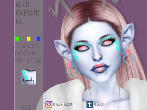 Sims 4 — Alien Facepaint V6 by Reevaly — 10 Swatches. Teen to Elder. Male and Female. Base Game compatible. Please do not