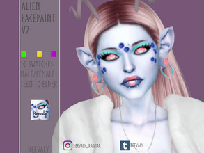 Sims 4 — Alien Facepaint V7 by Reevaly — 10 Swatches. Teen to Elder. Male and Female. Base Game compatible. Please do not