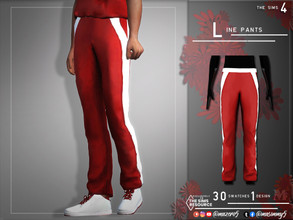 Sims 4 — Line Pants by Mazero5 — Straight pants design with line on its sides 30 Swatches to choose from All Lods 