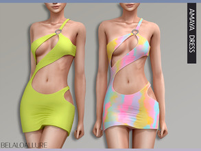 Sims 4 — Belaloallure_Amaya dress (patreon) by belal19972 — Simple cut out mini dress for your sims ,enjoy :) 