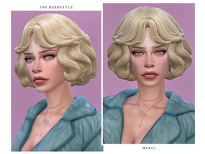 Sims 4 — Zoe Hairstyle by -Merci- — New Maxis Match Hairstyle for Sims4. -24 EA Colours. -For female, teen-elder. -Base