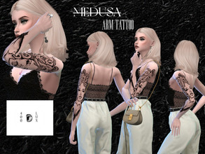 Sims 4 — Medusa Sleeve Tattoo by 400lux — Works for your adult, elder, teen and young adult sim. Same goes for your male