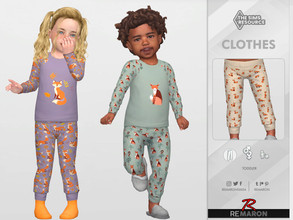 Sims 4 — PJ Fox Pants 01 for Toddler by remaron — Fox Pajamas for Toddler in The Sims 4 ReMaron_T_PajamasFoxPants01 -06