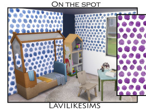 Sims 4 — On the Spot by lavilikesims — A cute painted wall, 4 designs (featuring dots) in 2 colours Base game friendly