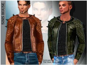 Sims 4 — Men's studded leather jacket and sweater by Sims_House — Men's studded leather jacket and sweater 6 options.